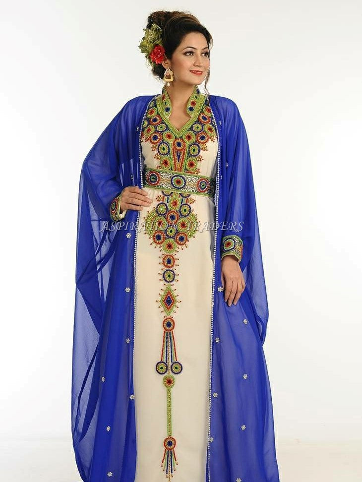 Latest New Designer Long Jacket Style Party Wear Dress Kaftan Lace Work For Women - K065