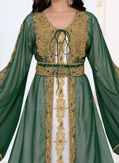 African attire dress for women Stone work on Dress Gowns  Kaftan with Belt - K067