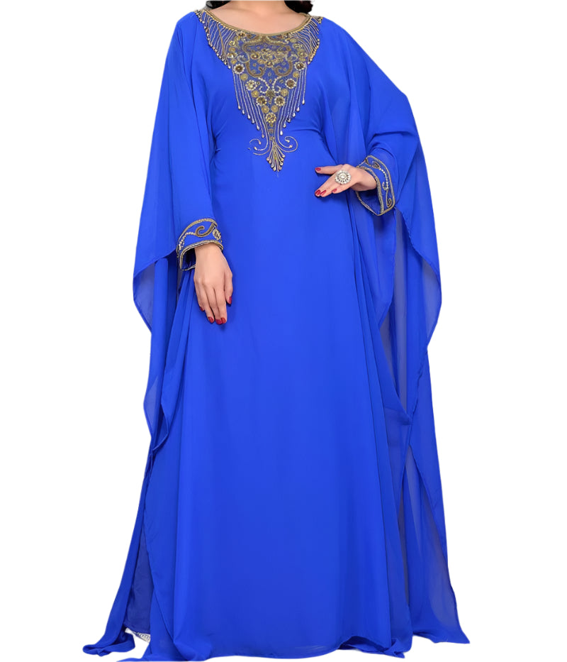 African Style Beautiful Royal blue Formal Work Women Chiffon Kaftan - K068