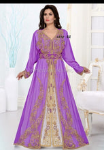 Load image into Gallery viewer, New Beaded Evening Party Wear Lilac color Kaftan Dress with belt for Women - K071
