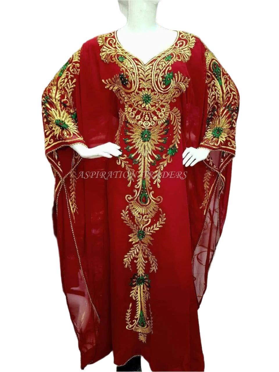 Bedded Kaftan Arabian Abaya Party Fancy Dresses African Clothing Embroidered Work - K073
