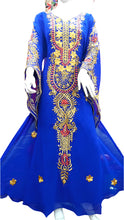 Load image into Gallery viewer, African Royal Blue Embroidery Evening Gown Long Kaftan Dresses For Women - K077
