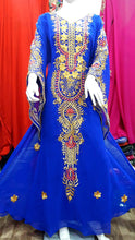 Load image into Gallery viewer, African Royal Blue Embroidery Evening Gown Long Kaftan Dresses For Women - K077
