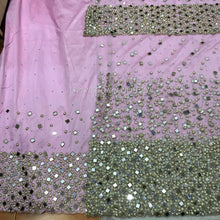 Load image into Gallery viewer, Beautiful Mirror work heavy Beaded Lace Designer George wrapper for wedding - NLDG048
