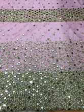 Load image into Gallery viewer, Beautiful Mirror work heavy Beaded Lace Designer George wrapper for wedding - NLDG048
