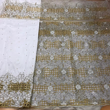 Load image into Gallery viewer, Exclusive Heavy Beaded Crystal Stone work With perfect cutwork Net Lace Designer George - NLDG050
