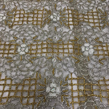 Load image into Gallery viewer, Exclusive Heavy Beaded Crystal Stone work With perfect cutwork Net Lace Designer George - NLDG050
