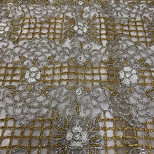 Load image into Gallery viewer, Exclusive Heavy Beaded Crystal Stone work With perfect cutwork Net Lace Designer George - NLDG050
