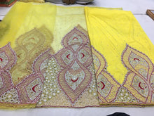 Load image into Gallery viewer, SKY BLUE color Net Lace Designer George Set Shine Thread &amp; Solid beads work  - NLDG053
