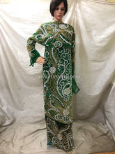 Load image into Gallery viewer, Dark Green Heavy Beaded Net Lace Designer George with Blouse - NLDG060
