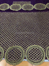 Load image into Gallery viewer, DARK MAGENTA Color heavily Golden Stone Beaded Net George wrapper set - NLDG061
