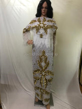 Load image into Gallery viewer, Sequince Beads Heavy Beaded Net Lace Indian Designer George wrapper with blouse  - NLDG064
