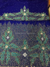 Load image into Gallery viewer, Sequince Beads Heavy Beaded Net Lace Indian Designer George wrapper with blouse  - NLDG064
