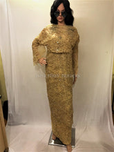 Load image into Gallery viewer, Champange Gold Color With All Golden Designer Work NET George Wrapper set - NLDG066
