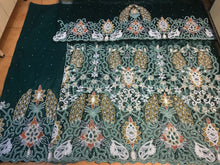 Load image into Gallery viewer, Teal Green Heavy Beaded NET George Wrapper set with matching blouse - NLDG069
