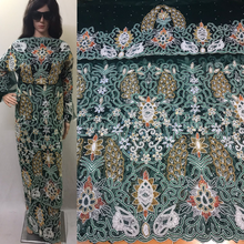 Load image into Gallery viewer, Teal Green Heavy Beaded NET George Wrapper set with matching blouse - NLDG069
