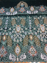 Load image into Gallery viewer, Teal Green Heavy Beaded NET George Wrapper set with matching blouse - NLDG069
