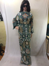 Load image into Gallery viewer, Teal Green Heavy Beaded NET George Wrapper set with matching blouse - NLDG069
