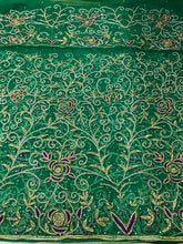 Load image into Gallery viewer, New Arrival Nigerian Green 2022 Designer Net George wrapper with Toch of purple Work  - NLDG076
