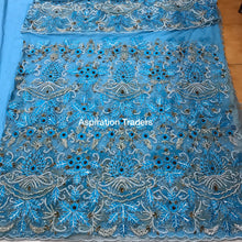 Load image into Gallery viewer, High Quality Aspiration Silk Taffeta and Net Fabrics George With Stone Work Nigerian George Wrapper set  - NLDG077
