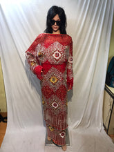 Load image into Gallery viewer, Exclusive Red Color With White Fringes NET Designer George Wrapper set  - NLDG082
