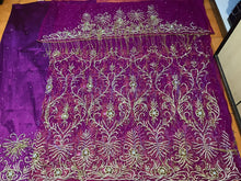 Load image into Gallery viewer, Magenta Color all silver work with Overall Fringes Designer Net George Wrapper - NLDG088
