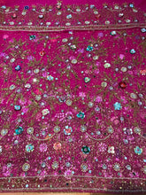 Load image into Gallery viewer, FUSHIA PINK 3D flower Heavy Beaded NET Lace Designer George Wrapper Set - NLDG091

