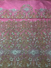 Load image into Gallery viewer, BABY PINK color Crystal Glass Stone  Work NET Lace NEW Designer George Wrapper Set - NLDG093
