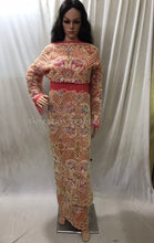 Load image into Gallery viewer, Latest CORAL color Heavy beaded Net Lace Designer George wrapper Set - NLDG101

