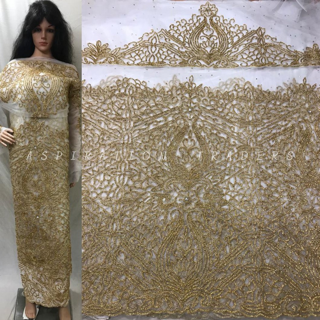 Nigerian Wedding Wear Designer African george wrapper set - NLDG112