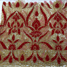 Load image into Gallery viewer, Beautiful Pure White Net fabric George wrapper with Red Patches work With Blouse - NLDG113
