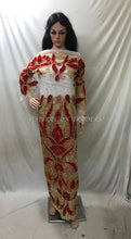 Load image into Gallery viewer, Beautiful Pure White Net fabric George wrapper with Red Patches work With Blouse - NLDG113
