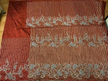 Load image into Gallery viewer, Burnt Orange Heavy Beaded Designer Nigerian Wedding George wrapper set - NLDG114
