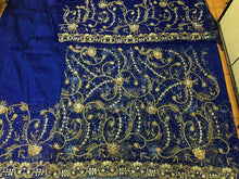 Load image into Gallery viewer, Royal Blue color For Nigerial Royal Wedding Brides Fav George wrapper fabric set -  NLDG115
