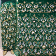 Load image into Gallery viewer, Nigerian Green Nigerian Wedding bride Wear George Wrapper Set -  NLDG116
