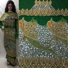 Load image into Gallery viewer, African Wedding FISH Pattern Beaded Designer george wrapper set - NLDG121
