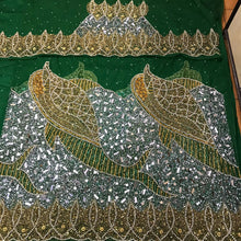 Load image into Gallery viewer, African Wedding FISH Pattern Beaded Designer george wrapper set - NLDG121
