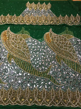 Load image into Gallery viewer, African Wedding FISH Pattern Beaded Designer george wrapper set - NLDG121
