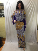 Load image into Gallery viewer, African Wedding FISH Pattern Beaded Designer george wrapper set - NLDG121
