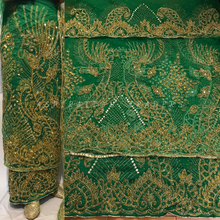 Load image into Gallery viewer, Nigerian Green Color New Wedding Net George Wrapper Set - NLDG129
