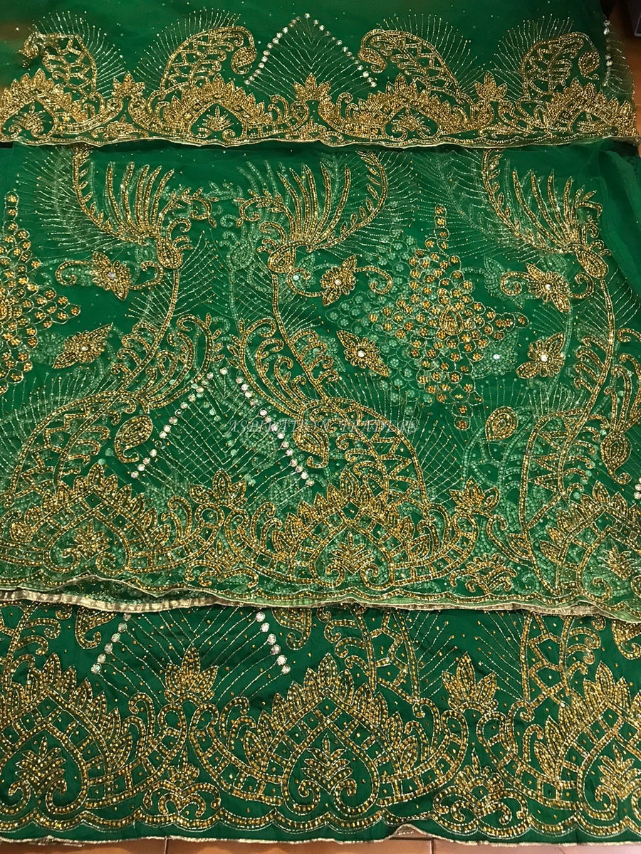 Nigerian Green Color New Wedding Net George Wrapper Set - NLDG129 ...