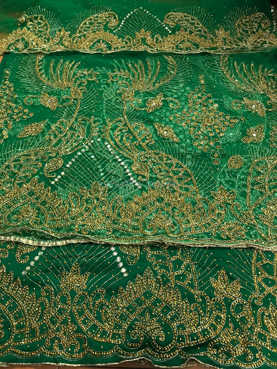 Nigerian Green Color New Wedding Net George Wrapper Set - NLDG129 ...