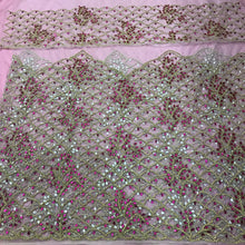 Load image into Gallery viewer, Baby Pink Net Fabric Nigerian George Wrapper with Fushia Pink Stone Work - NLDG130
