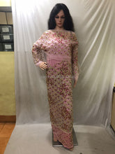 Load image into Gallery viewer, Baby Pink Net Fabric Nigerian George Wrapper with Fushia Pink Stone Work - NLDG130
