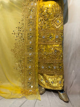 Load image into Gallery viewer, YELLOW color African Wedding NET George Fabric Wrapper With matching Blouse  -  NLDG137
