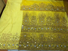 Load image into Gallery viewer, YELLOW color African Wedding NET George Fabric Wrapper With matching Blouse  -  NLDG137
