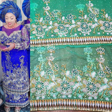 Load image into Gallery viewer, Net Lace Heavy Beaded Nigerian Wedding George Wrapper- NLVG022
