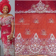 Load image into Gallery viewer, First Lady VIP Heavy Beaded Net Lace George Wrapper With Blouse- NLVG045
