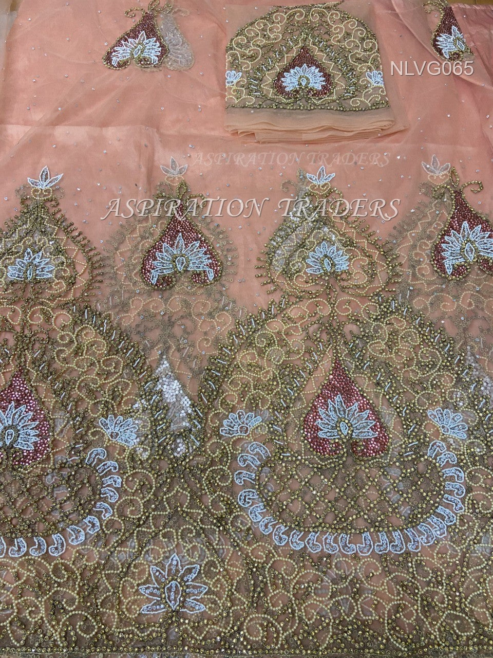 African Wedding Net Lace VIP George Wrapper With Blouse- NLVG065