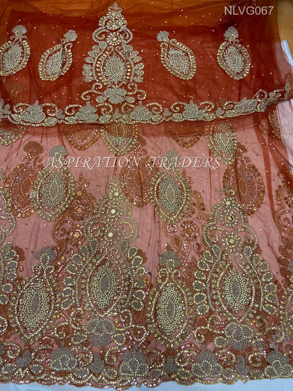 Heavily beaded Net lace designer George for Nigerian/ african women- NLVG067